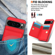 For Google Pixel 9 RFID Anti-theft Card Ring Holder Phone Case(Red)