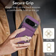 For Google Pixel 9 RFID Anti-theft Card Ring Holder Phone Case(Dark Purple)