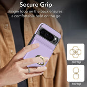 For Google Pixel 9 RFID Anti-theft Card Ring Holder Phone Case(Purple)
