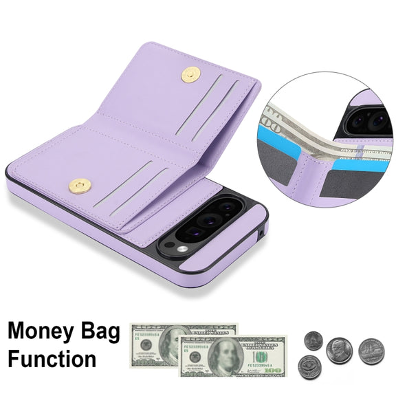 For Google Pixel 9 RFID Anti-theft Card Ring Holder Phone Case(Purple)