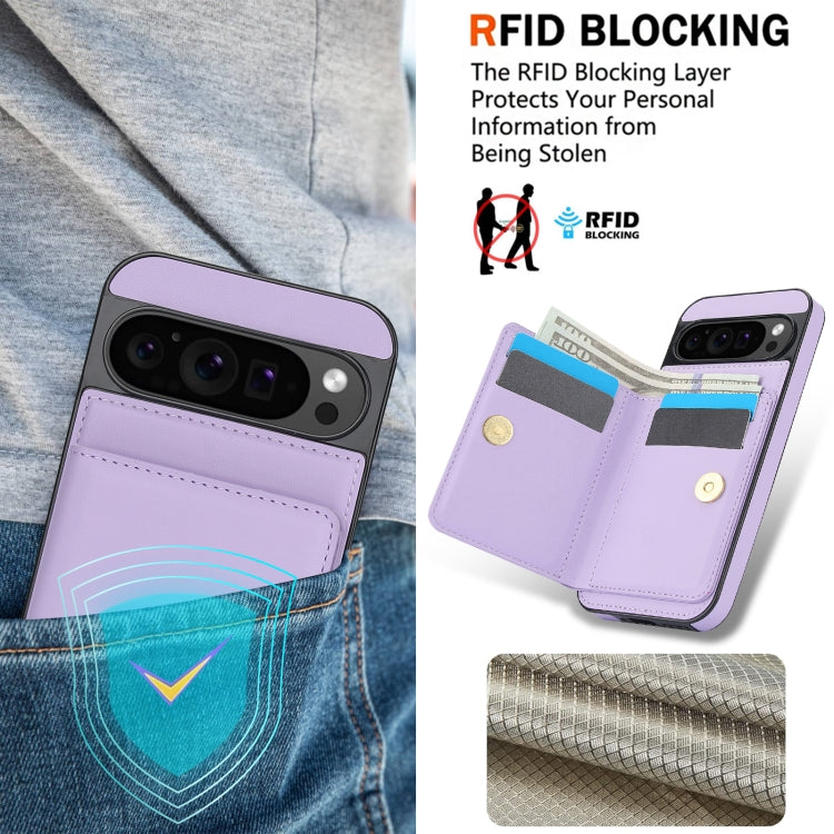 For Google Pixel 9 RFID Anti-theft Card Ring Holder Phone Case(Purple)