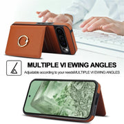 For Google Pixel 9 RFID Anti-theft Card Ring Holder Phone Case(Brown)