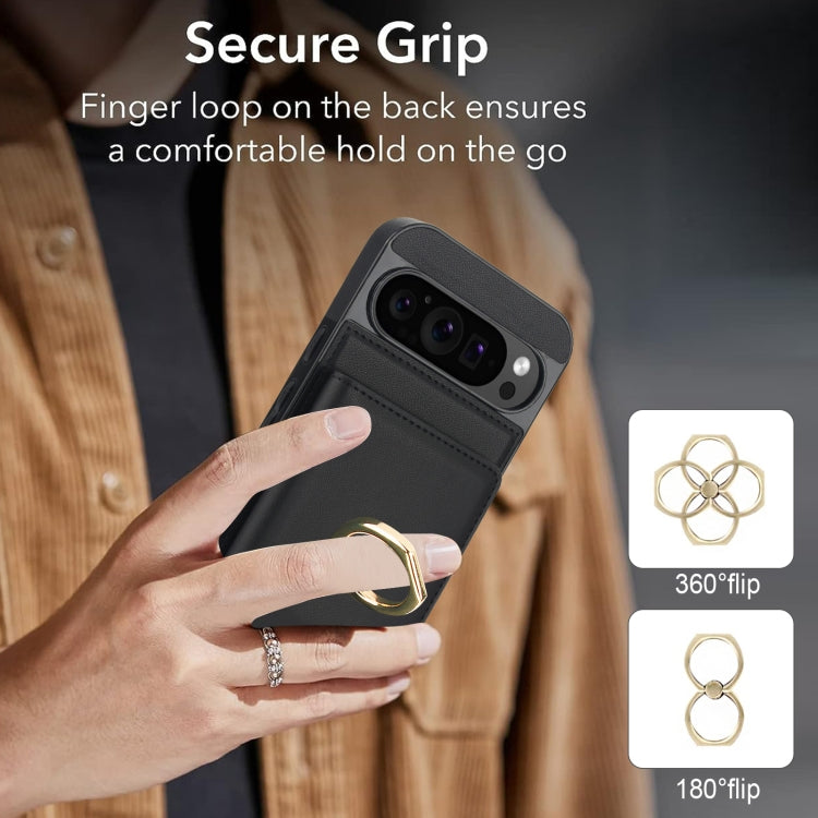 For Google Pixel 9 Pro XL RFID Anti-theft Card Ring Holder Phone Case(Black)