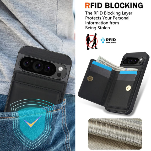 For Google Pixel 9 Pro XL RFID Anti-theft Card Ring Holder Phone Case(Black)