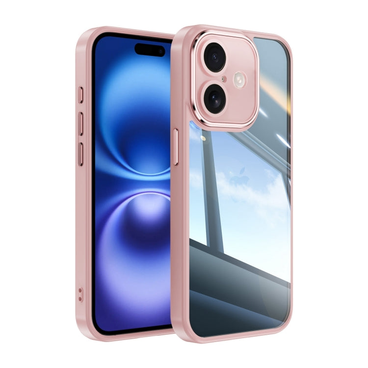 For iPhone 16 Plus Acrylic Hybrid TPU Armor Shockproof Phone Case(Pink)