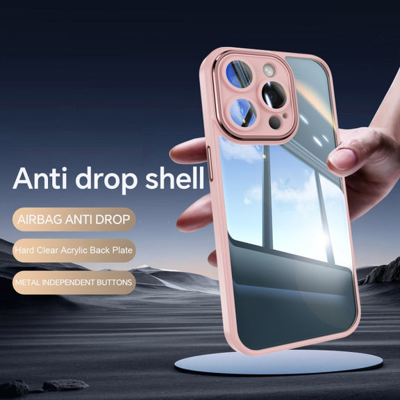 For iPhone 16 Plus Acrylic Hybrid TPU Armor Shockproof Phone Case(Pink)