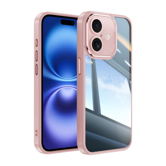 For iPhone 16 Plus Acrylic Hybrid TPU Armor Shockproof Phone Case(Pink)