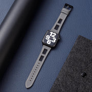 For Apple Watch Ultra 49mm Mesh Calfskin Genuine Leather Watch Band(Grey)