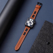 For Apple Watch Ultra 49mm Mesh Calfskin Genuine Leather Watch Band(Dark Brown)