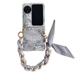 For OPPO Find N3 Flip Embroidery Style DIY Full Coverage Phone Case with Scarf / Bracelet(Grey) - free shipping - PMC TechLife - Order now!