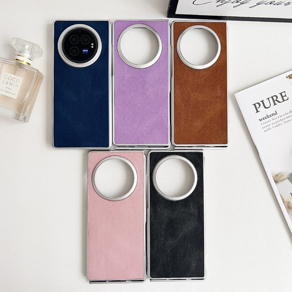 For vivo X Fold3 Pro Skin Feel Leather Texture Pearlescent Paint Shockproof Phone Case(Purple)