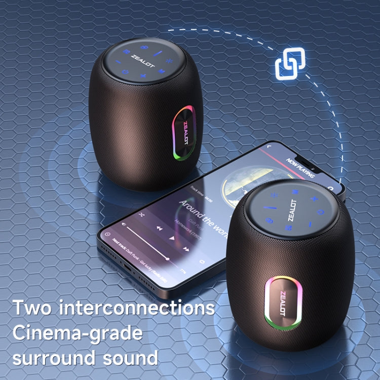 Zealot S64 Shocking Sound Super Subwoofer Bluetooth Speaker with RGB Light(Black)