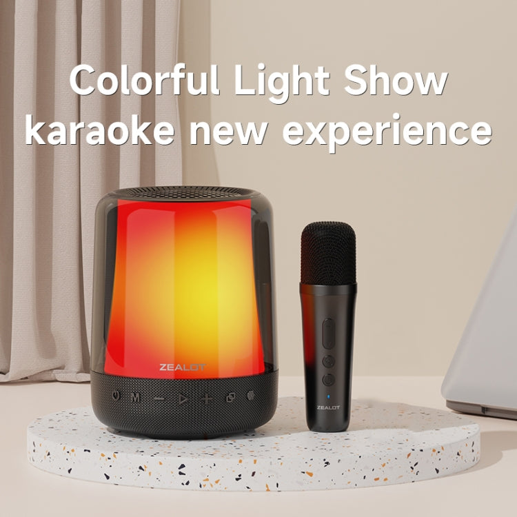 Zealot S66M RGB Rhythmic Light Karaoke Wireless Speaker, Style:Single Mic(Black)