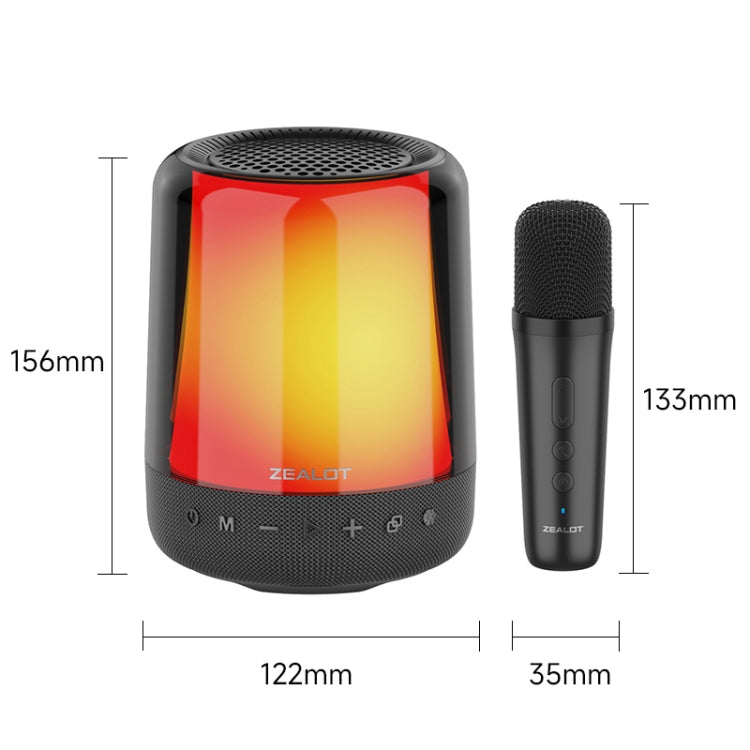 Zealot S66M RGB Rhythmic Light Karaoke Wireless Speaker, Style:Single Mic(Black)