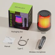 Zealot S66M RGB Rhythmic Light Karaoke Wireless Speaker, Style:Single Mic(Black)