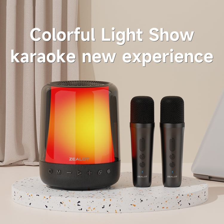 Zealot S66M RGB Rhythmic Light Karaoke Wireless Speaker, Style:Dual Mic(Black)