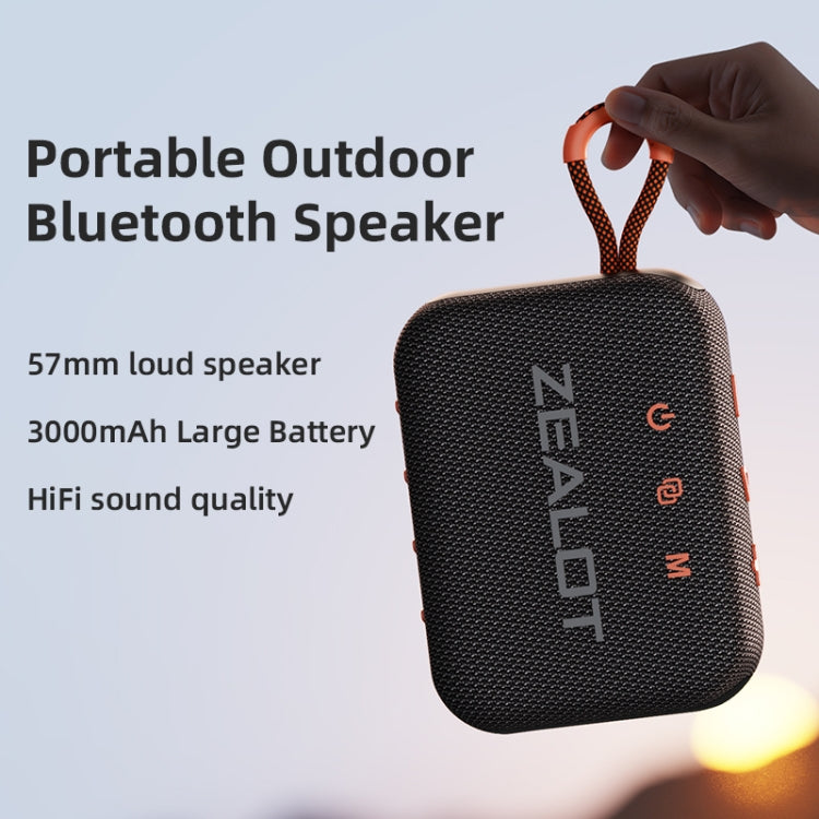 Zealot S75 Portable Outdoor IPX6 Water-resistant Bluetooth Speaker(Orange)