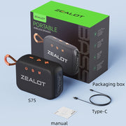 Zealot S75 Portable Outdoor IPX6 Water-resistant Bluetooth Speaker(Grey)