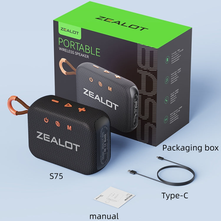 Zealot S75 Portable Outdoor IPX6 Water-resistant Bluetooth Speaker(Orange)