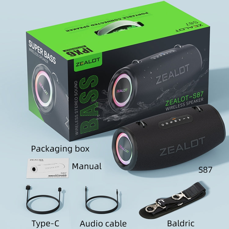 Zealot S87 80W Portable Outdoor Bluetooth Speaker with RGB Light(Blue)