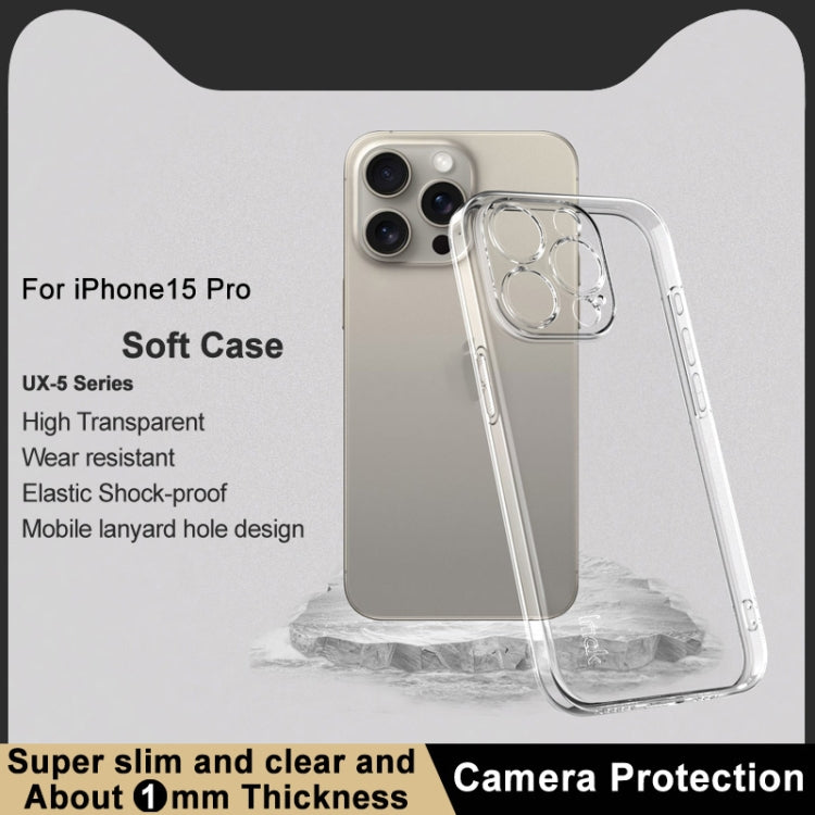 For iPhone 15 Pro Max IMAK UX-5 Series Transparent TPU Phone Case