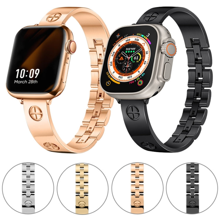 For Apple Watch SE 44mm Cross Bracelet Stainless Steel Watch Band(Silver)