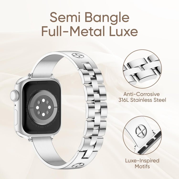 For Apple Watch SE 44mm Cross Bracelet Stainless Steel Watch Band(Silver)