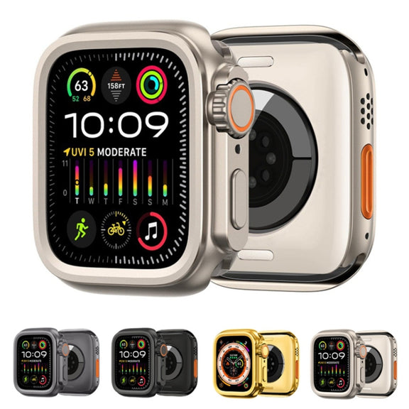 For Apple Watch Series 9 / 8 / 7 45mm Change to Ultra 49mm Alloy Watch Case(Gold)