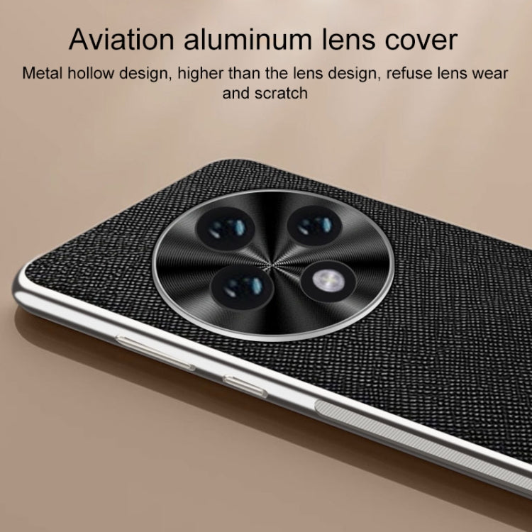 For OPPO A3 Pro Silver Edge Cross Texture PU Leather Phone Case(Dark Green)
