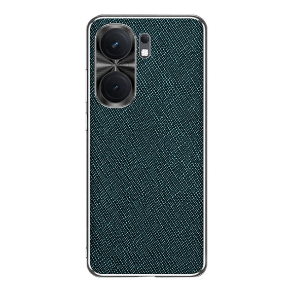 For vivo iQOO Neo9 Pro Silver Edge Cross Texture PU Leather Phone Case(Dark Green)