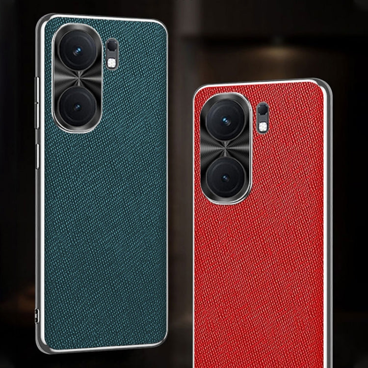 For vivo iQOO Neo9 Silver Edge Cross Texture PU Leather Phone Case(Red)