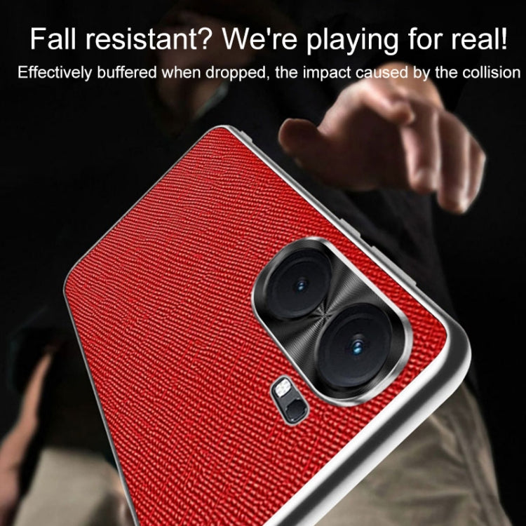 For vivo iQOO Neo9 Silver Edge Cross Texture PU Leather Phone Case(Red)