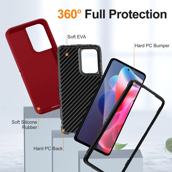 For Motorola Moto G Play 5G 2024 Life Water-resistant Rugged PC + Silicone Phone Case(Red + Black)