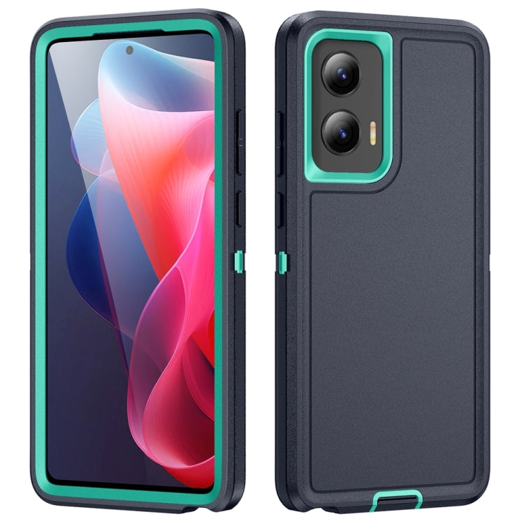 For Motorola Moto G Play 5G 2024 Life Water-resistant Rugged PC + Silicone Phone Case(Dark Blue + Light Blue)