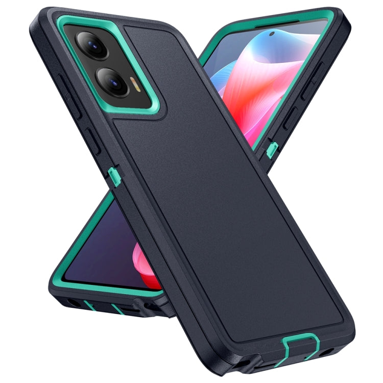 For Motorola Moto G Play 5G 2024 Life Water-resistant Rugged PC + Silicone Phone Case(Dark Blue + Light Blue)