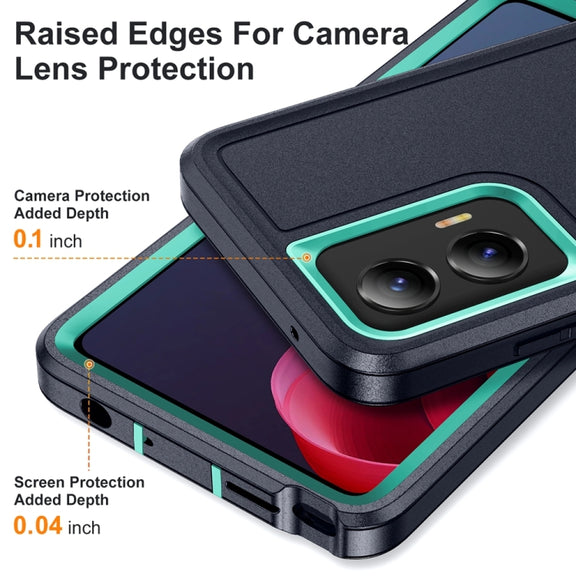 For Motorola Moto G Play 5G 2024 Life Water-resistant Rugged PC + Silicone Phone Case(Dark Blue + Light Blue)
