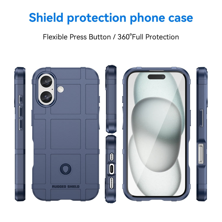 For iPhone 16 Full Coverage Shockproof TPU Phone Case(Blue)