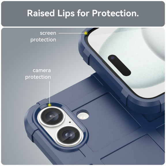 For iPhone 16 Full Coverage Shockproof TPU Phone Case(Blue)