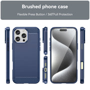 For iPhone 16 Pro Max Brushed Texture Carbon Fiber TPU Phone Case(Blue)