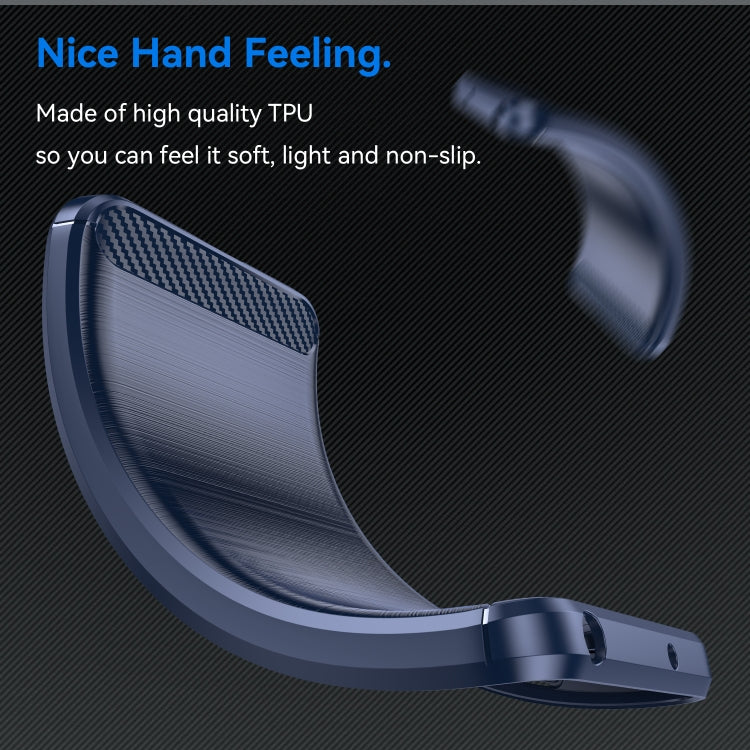For iPhone 16 Pro Max Brushed Texture Carbon Fiber TPU Phone Case(Blue)