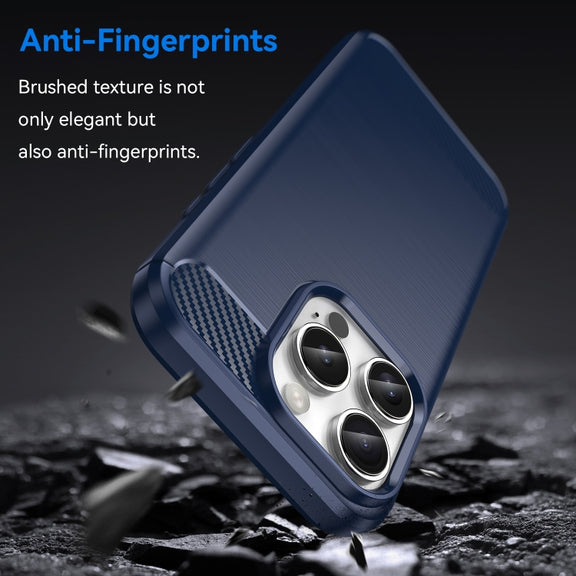 For iPhone 16 Pro Brushed Texture Carbon Fiber TPU Phone Case(Blue)