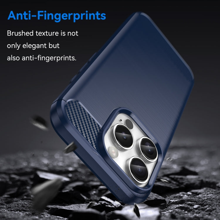 For iPhone 16 Pro Brushed Texture Carbon Fiber TPU Phone Case(Blue)