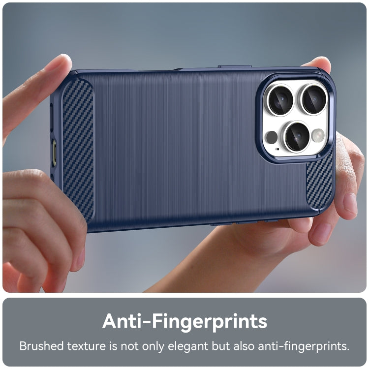 For iPhone 16 Pro Brushed Texture Carbon Fiber TPU Phone Case(Blue)