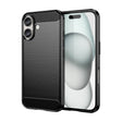 For iPhone 16 Plus Brushed Texture Carbon Fiber TPU Phone Case(Black) - iPhone 16 Plus Cases by PMC TechLife | Online Shopping South Africa | PMC TechLife | Buy Now Pay Later Mobicred