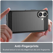 For iPhone 16 Plus Brushed Texture Carbon Fiber TPU Phone Case(Black)