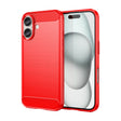 For iPhone 16 Brushed Texture Carbon Fiber TPU Phone Case(Red) - iPhone 16 Cases by PMC TechLife | Online Shopping South Africa | PMC TechLife | Buy Now Pay Later Mobicred