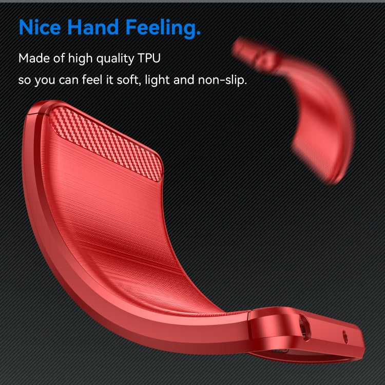 For iPhone 16 Brushed Texture Carbon Fiber TPU Phone Case(Red)