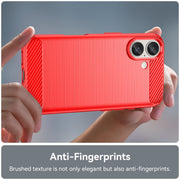 For iPhone 16 Brushed Texture Carbon Fiber TPU Phone Case(Red)