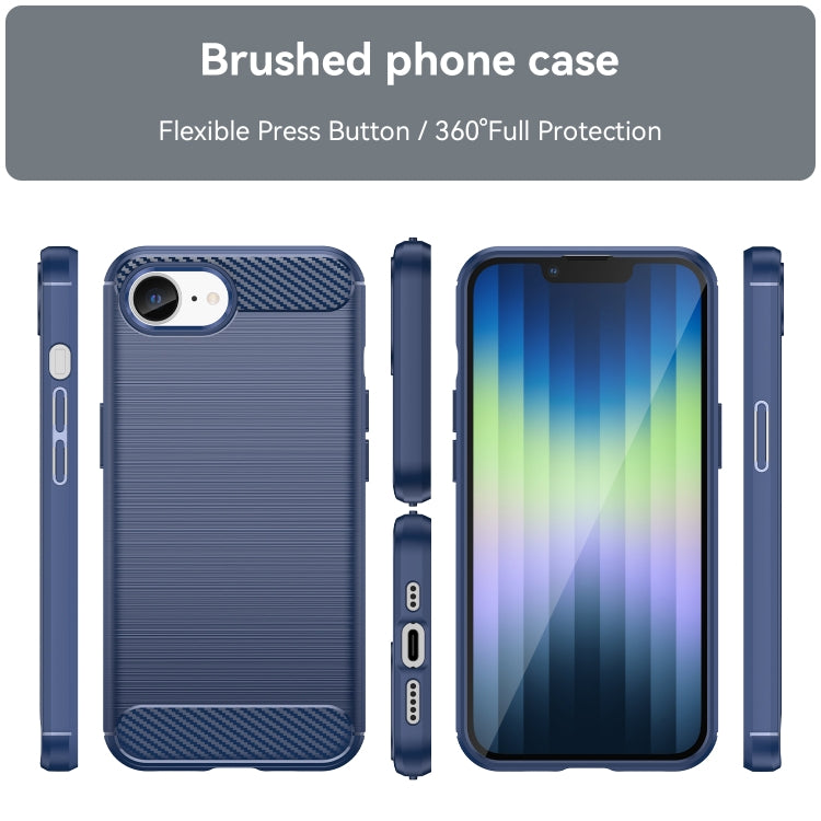For iPhone SE 2024 Brushed Texture Carbon Fiber TPU Phone Case(Blue)