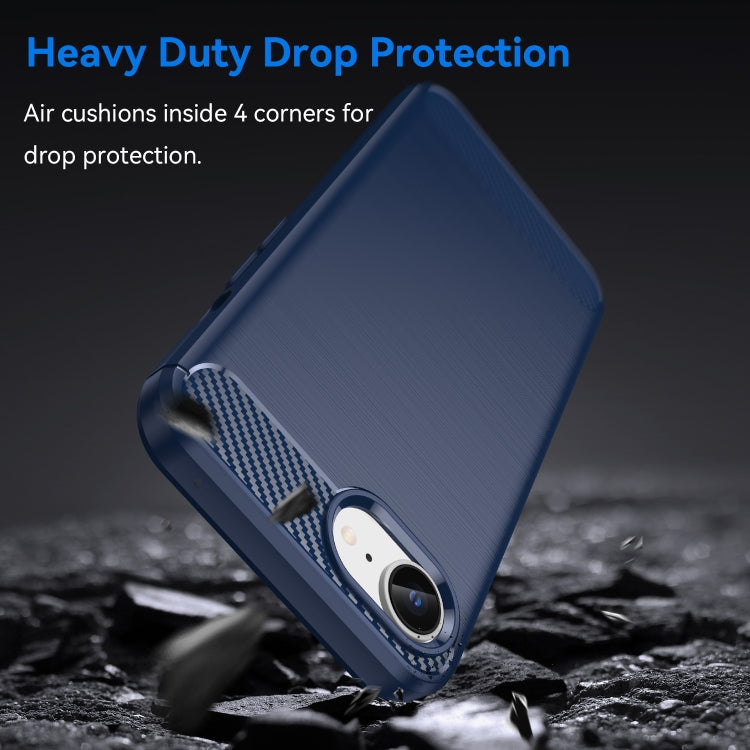 For iPhone SE 2024 Brushed Texture Carbon Fiber TPU Phone Case(Blue)